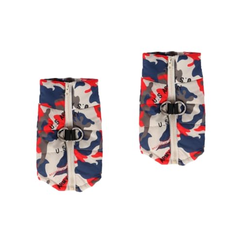 Angoily 2 Stücke Hund Jacke Haustier Regenbekleidung Und Winddicht Mäntel Für Hunde Modische Camouflage Für Welpen von Angoily