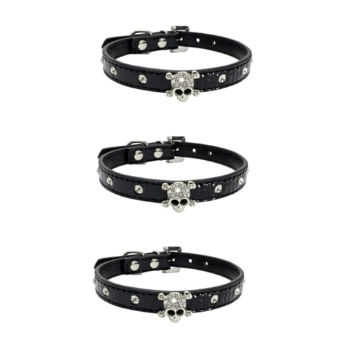 Angoily 3 STK Halloween-Schädel-Haustierhalsband Halloween-Katzenhalsband Halloween-Katzenhalsbänder Kleidung PU-Hundehalsbänder stilvolle für Haustiere Hündchen Hundeleine von Angoily