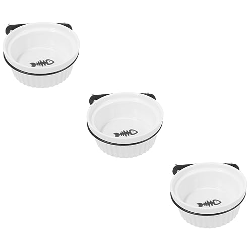 Angoily 3 Sets Katzennäpfe Wasserspender Futternapf Für Haustiere Auf Ständer Für Große Hunde Und Welpen Keramik-Set Aus Edelstahl von Angoily