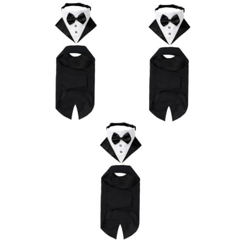 Angoily 3 Sätze Hundeanzug kleines Katzenhalsband Halloween-Shirts Anzüge formelle Hundekleidung Haustierhalsband und Anzug Hochzeit dreieckiger Schal Krawatte Passen einstellen Baumwolle von Angoily