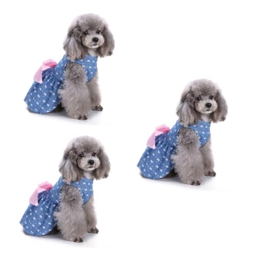 Angoily 3st Entzückendes Hundekleid Hund Tuch Hundewesten Sommer Hundetragetasche Hemd Hunde-Outfits Rock Hundekleidung Haustier von Angoily