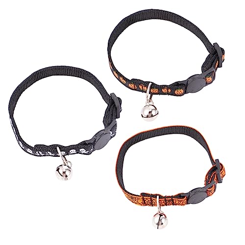 Angoily 3St Halloween-Halsband für Haustiere Urlaub Katzenhalsband Totenkopf-Katzenhalsband Halloween kostüm für Katzen katzenhalsbänder Glockenhalsband für Haustiere Tuch von Angoily