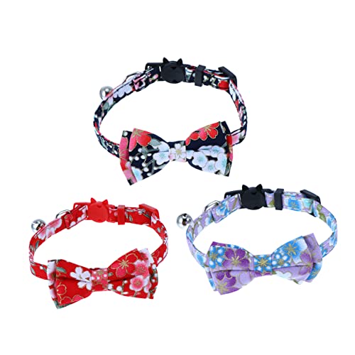 Angoily 3pcs Haustier Fliege Kragen Glocke Einstellbar Katze Halskette Themen Katze Kragen Liefert von Angoily