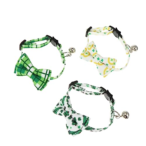 Angoily Haustierhalsband Zum St. Patrick's Day 3-teilig Katzenhalsband mit Fliege Verstellbare Größe Modisch und für Die Feier Ihres Haustiers von Angoily