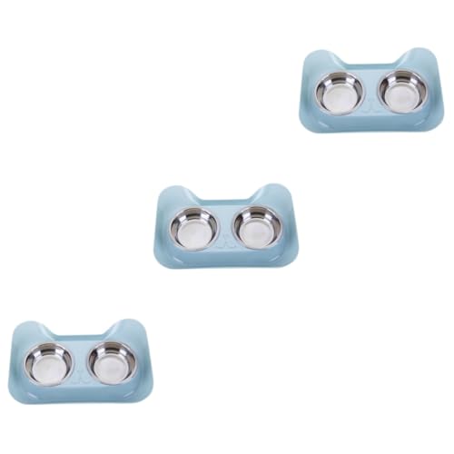 Angoily 3-teiliges Futternapf-Set Aus Edelstahl Für Katzen Und Hunde Doppelnapf Leicht Zu Trennen 31 X 21 5 X 5 5 cm Heimtierbedarf von Angoily