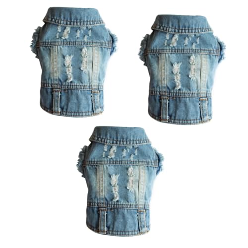 Angoily 3St Haustier+Kleidung Welpenmais Jeansweste Haustierkleidung Tanktops laufweste Muskelshirt Denim-Hundewesten Haustier Hund Jacke der Hund Hundekleidung Winterkleidung kleine Weste von Angoily