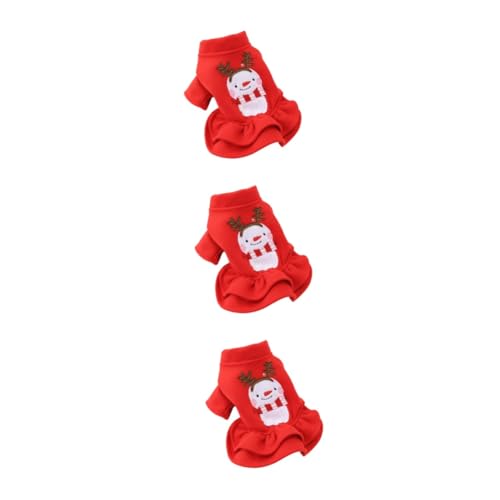 Angoily Katzenzubehör 3St Overalls für Haustiere Weihnachtsoutfits für Hunde ädchen-Outfit Kleidung Weihnachtsmann-Kostü Haustierzubehör Hund Tuch Shirt Rock Weihnachtskatze rot von Angoily