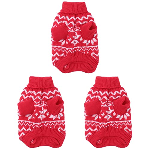 Angoily 3st Große Hundekleidung Gestricktes Tanktop Wintermantel Hundemäntel Festliche Welpenkleidung Weihnachtsfeier Katzenkostüm Haustier Hund Winterkleidung Overall Hündchen Pullover von Angoily