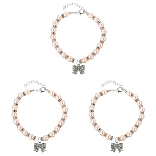 Angoily 3st Halskette Welpenhalsbänder Für Kleine Welpen Kleines Katzenhalsband Katze Hochzeitskragen Ausgefallene Haustierkette Kätzchenhalsbänder Hund Temperament Perle Katzenzubehör von Angoily
