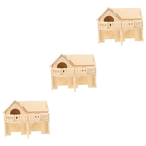 Angoily 3St Hamsterhaus Guinea süße Hamsterverstecke Ratte Spielzeuge dekoratives Haustiernest Haustierhaus aus Holz Kleine Tiere Zubehör Möbel Hamsterkäfig hölzernes Nest von Angoily