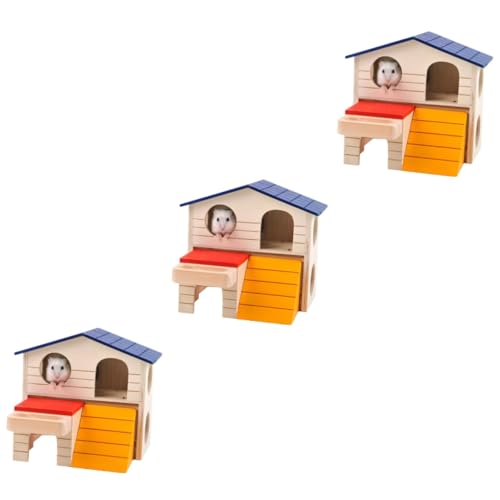Angoily Spielzeuge 3st Hamsterhaus Spielzeug Haustierzimmer Kauen Hölzern Hasenspielzeug von Angoily