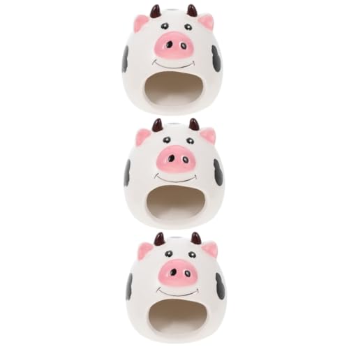 Angoily 3St Hamsternest Badehaus für Hamster klein Hamsterspielzeug Kaninchenbett meerschweinchen versteck das Hamsterversteck Haustierversorgung Karikatur Hamsterhaus die Kuh Keramik von Angoily