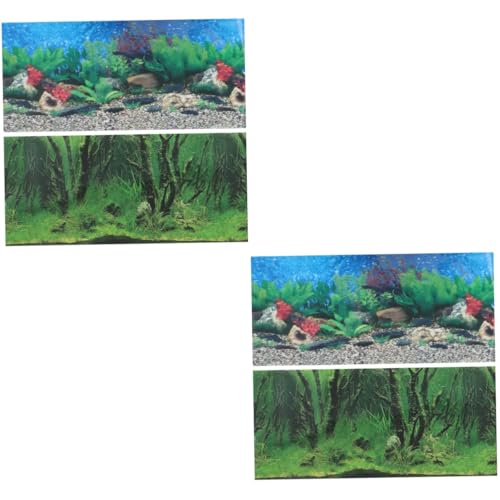 Angoily 4 Blätter 3D-Aquarium-Aufkleber Unterwasserhintergrundaufkleber Aquarium-hintergrundaufkleber Doppelseitiger Aufkleber 3D-Aufkleber 3D-Bild Filmpapier Dreidimensional Dekorationen von Angoily
