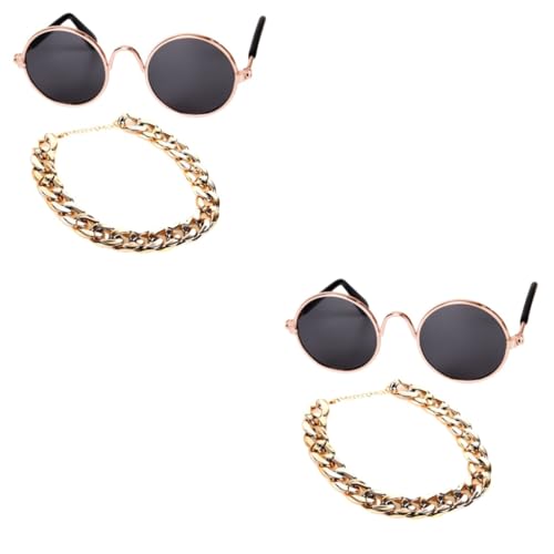 Angoily 4 Stück Haustier-Goldkette Trendige Halskette Modeaccessoires Für Haustiere Brillenkette Haustierschmuck Haustierzubehör Halsketten Hund Goldkette Eine Brille Tragen Sonnenbrille von Angoily