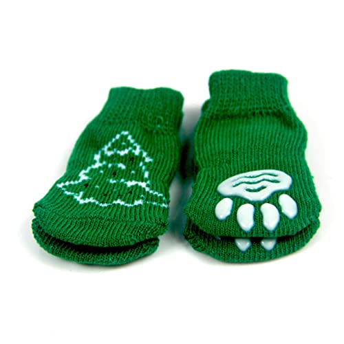 Angoily 4 Stück Protect weihnachtssocken Haussocken für Haustiere weihnachtswelpen socken sockenschuhe warme Socken wintersocken für Haustiere Haustiersocken warm halten von Angoily