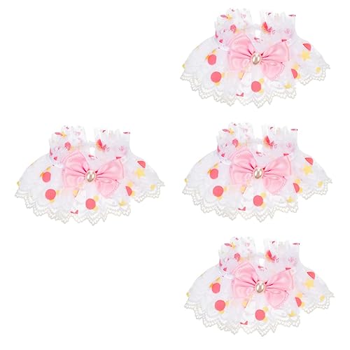 Angoily 4 Stück Stilvolles Katzenhalsband Für Haustiere Kätzchen Spitzenhalstuch Dekorative Haustierhalskette Für Welpen Modisches Spitzendesign Haustierhalsband Glocke von Angoily
