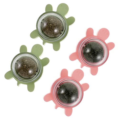 Angoily 4 Stück Katzenminze Bälle Drehbare Katzenbälle Wand-katzenminze-bälle Katzenknabberball Natürliche Katzenminzebälle Spielzeug Zum Lecken Von Katzen Geschenk PVC Rotieren Die Blase von Angoily