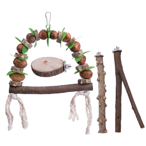 Angoily Papagei Spielzeug Set 4 Stücke Sittich Spielzeug Tragen-beständig Vogel Zubehör Holz Papagei Zubehör von Angoily