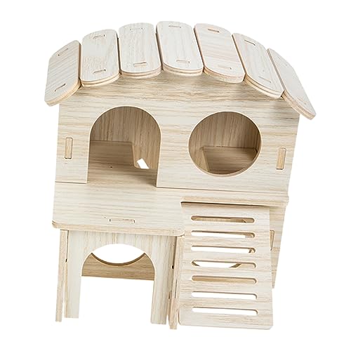Angoily 4 Stück Mehrstöckiges Kleintier-Mechanismus-Holzhaus Hamsterhaus aus Holz dekoratives Hamsterversteck Spielzeuge verschleißfestes Rattenhaus Hamsterkäfig-Verstecke von Angoily