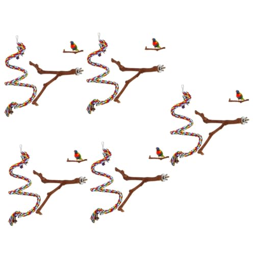 Angoily 5 Sätze Papagei Spielzeug großer Vogelkäfig Vogel Zweig Spielzeuge Sittich klettert auf einen AST Vogelbeißspielzeug Langen Schwanz Barsch tosu Zubehör Papageienständer Seil von Angoily