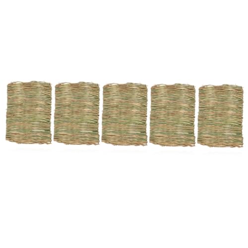 Angoily 5-teiliges Haustierbett-matten-Set Hasen-grasunterlage für Kleintiere Sicheres Kauspielzeug Einstreu für Meerschweinchen Grasmatte Einstreumatten Natürliches Material von Angoily