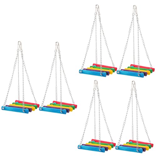 Angoily 6 STK hängebrücke aus Holz Papageienspielzeug aufhängen Spielzeug für Vögel Spielzeuge verschleißfeste Papageienschaukel Vogelspielzeug beissen Zubehör Kleiner Papagei Käfig von Angoily