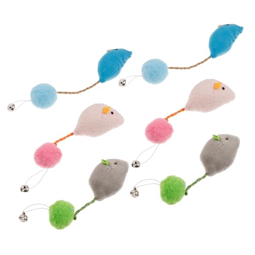 Angoily 6 Stücke Katze Interaktive Spielzeug Mäuse Glocke Kätzchen Spielzeug Für Kratzen Kauen von Angoily