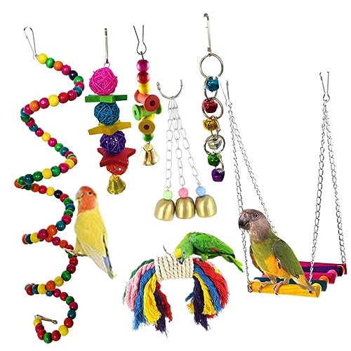 Angoily Papagei-kombinationsspielzeug-Set 7-teilig Vogel-papagei-Spielzeug Papagei-beißspielzeug Einfache Installation Material Angoily Papagei-kombinationsspielzeug-Set 7-teilig Vogel-papagei-Spielzeug Papagei-beißspielzeug Einfache Installation Material von Angoily