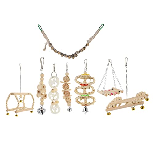 Angoily Spielzeug Für Vögel Papageien-schaukelspielzeug Holzständer Kauständer Papageien-beißspielzeug-Set Für Sittiche Nymphensittiche Vögel Angoily Spielzeug Für Vögel Papageien-schaukelspielzeug Holzständer Kauständer Papageien-beißspielzeug-Set Für Sittiche Nymphensittiche Vögel von Angoily