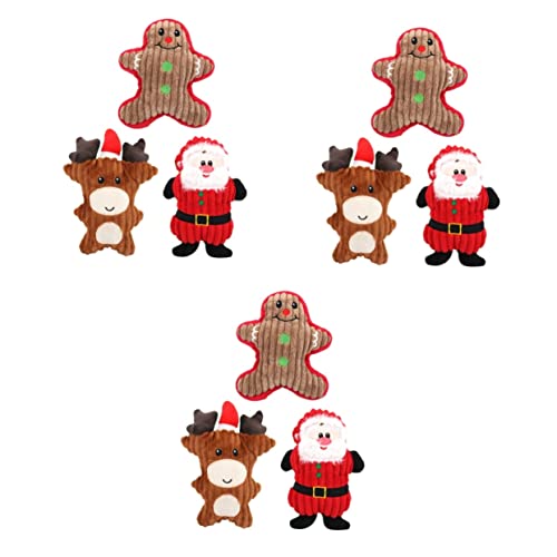 Angoily Spielzeuge 9 STK Schleifspielzeug für Hunde Weihnachtsplüschpuppe Plüschtier Geschenke Kau Sound- Weihnachten Spielzeughund rot von Angoily