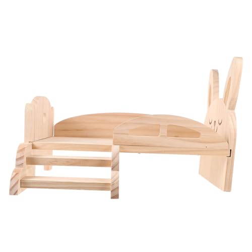 Angoily Meerschweinchenbett Aus Holz Mit Treppe Kuschelbett Für Meerschweinchen Bett Für Haustiere Stabiles Plattformbett Aus Holz von Angoily