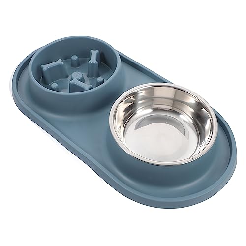 Angoily Fressnapf Hund Wasserspender für Haustiere Futternäpfe aus Edelstahl Essen tiernahrung Wasserzufuhr Heimtierbedarf Anti-Ersticken Slow-Food-Bowl ISS Gemüse Zubringer TPE von Angoily