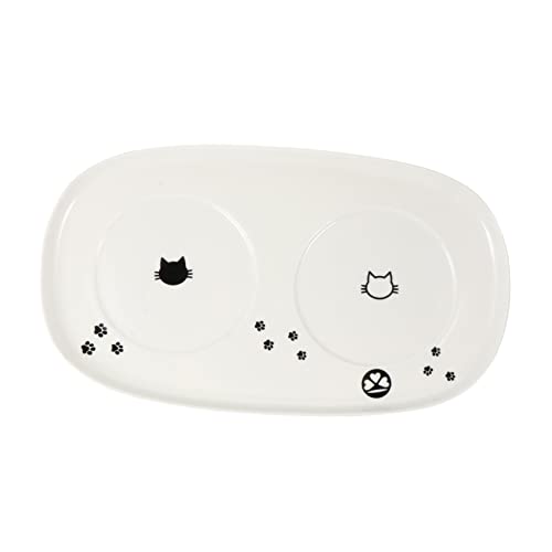 Angoily Futterunterlage Für Haustiere Katzenfutter Wassertablett Keramik Doppelnapf-Design Für Einfaches von Angoily