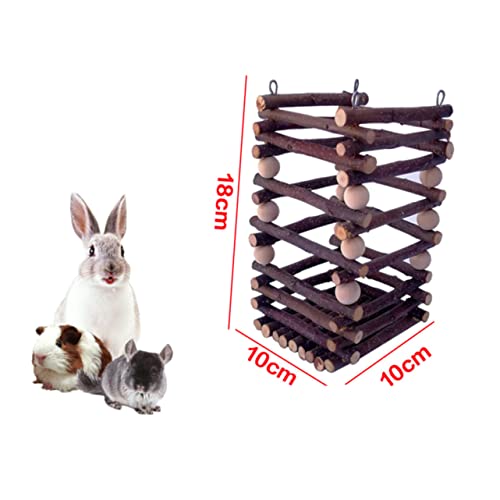Angoily Kaninchenspielzeug Futterstelle für Kaninchen Baby-Hasen-Spielzeug Feeder-Rack Spielzeuge Haustierzubehör Hasenholzschüssel Kleine Tiere Zubringer Apfelholz Heu Protokoll von Angoily