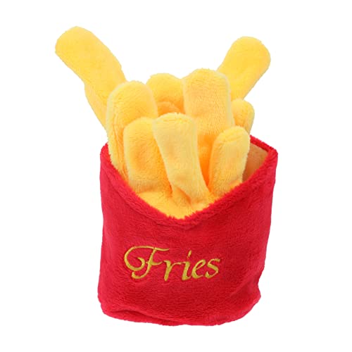 Angoily Quietschendes Hundespielzeug Haustier-soundspielzeug Plüsch-hundekauspielzeug Bissfestigkeit Pommes-Frites-Form Tragbar von Angoily