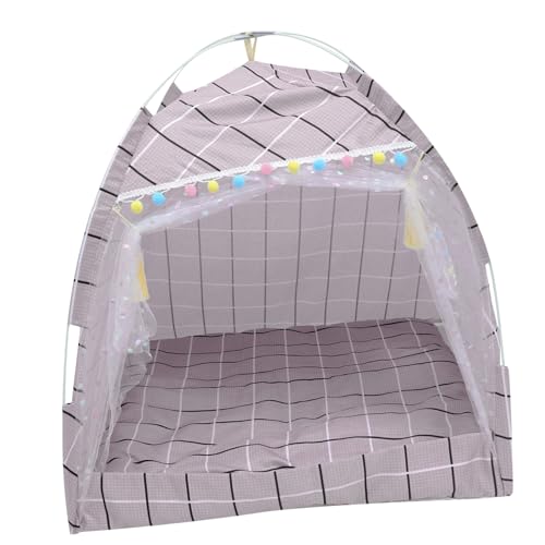 Angoily Haustierzelt pet Teepee haustierbett Haustierunterkunft haustierfeldbett Katzen Schlafzelt Katzenzelt pet Supplies pet Bed faltbar Zwinger Katzennest Hundezelt Zeltbett Glasfaser von Angoily