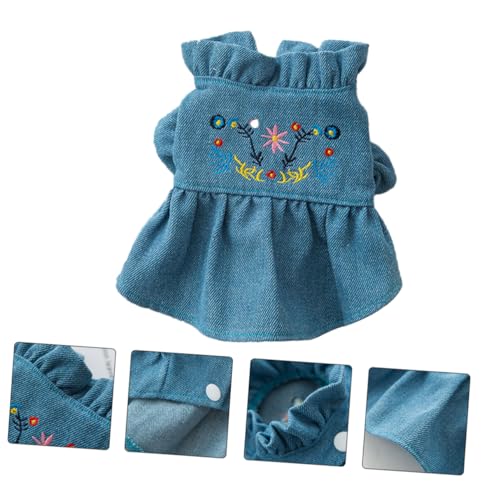 Angoily Hundekleid Mit Blumenmuster Weste Rock Denim-Stickerei Modische Haustierkleidung Weich Bequem M Himmel Angoily Hundekleid Mit Blumenmuster Weste Rock Denim-Stickerei Modische Haustierkleidung Weich Bequem M Himmel von Angoily