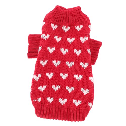 Angoily Hundepullover Mit Herzmuster Für Kleine Hunde Warmes Gestricktes Sweatshirt Für Valentinstag Bequeme Und Langlebige Hundekleidung XL von Angoily