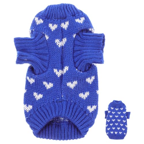 Angoily Hundepullover Mit Herzmuster Entzückender Welpenpullover Thermischer Welpenmantel Atmungsaktive Hundekleidung von Angoily