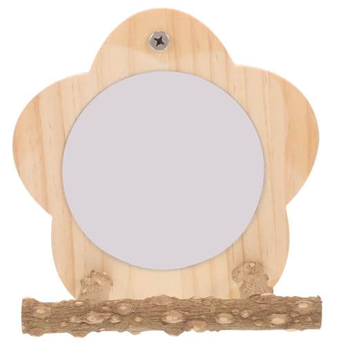 Angoily Sitzstange Für Vögel Und Papageien Vogelstange Aus Holz Mit Spiegel Papageienzubehör Für Sittiche Stabiler Stabiler Spielzeugständer von Angoily