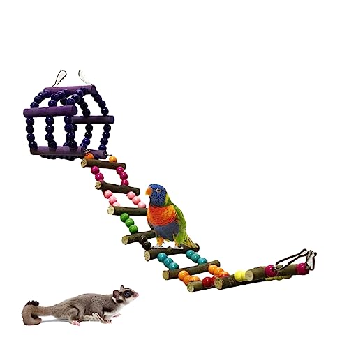 Angoily Papageienspielzeug lila Anzüge Spielzeug für Haustiere lila Anzug Spielzeug für Sittiche Spielzeuge Spielzeug zum Aufhängen im Käfig Käfigspielzeug Hamster Leiter Hölzern von Angoily
