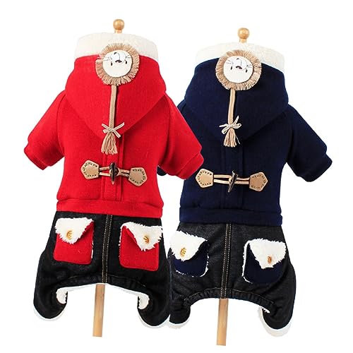 Angoily Doppelt Isolierter Wintermantel Für Hunde Rotes Haustier Sweatshirt Mit Löwendesign Xs Für Und Outdoor-aktivitäten von Angoily