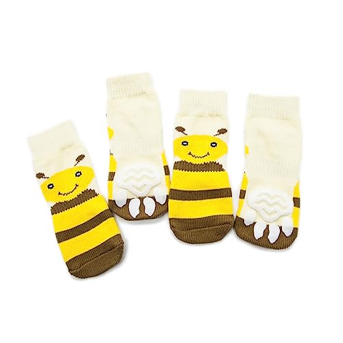 Angoily 4 Stück Gestreifte Hundesocken – Hautfreundliche Haustiersocken Aus Baumwolle (größe 2XL) – Gelb Gestreift von Angoily