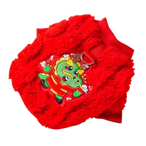 Chinesisches Neujahrs-Hundekostüm: Plüsch-Frühlingsfest-Haustieranzug Warme Winter-Hundekleidung Welpe Monddrache Neujahrs-Partykleid Chinesischer Traditioneller Katzenmantel Rot von Angoily
