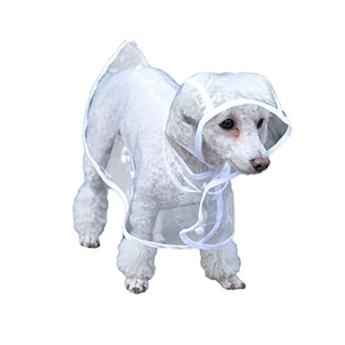 Hunderegencape Hunde-Regencape Hunderegenkleidung Welpen-Hoodie klar wimperntusche Regenjacke Haustier Hund Poncho Hunderegenmantel reflektierend Jacke mit Hut Kleiner Hund Weiß von Angoily