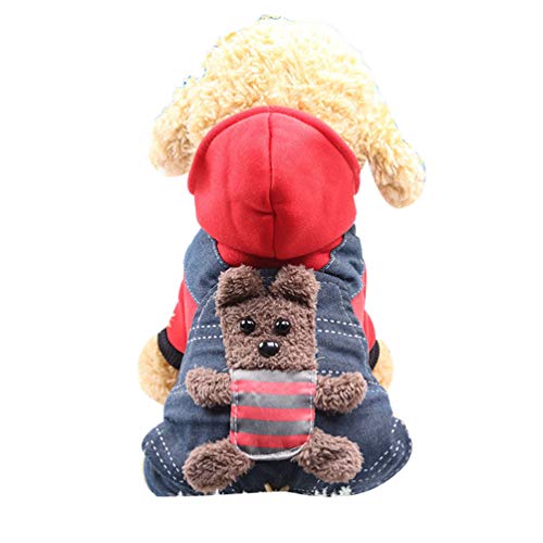 Angyu Mit Kapuze Hund Pullover Haustier Kleidung Katze Niedlich Warme Welpen Bulldogge Festival Jumper Outfit (Rot#2,XL) von Angyu
