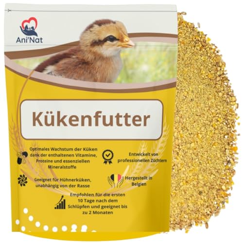 AniNat Kükenfutter, Erstlingsnahrung mit Vitaminen, Proteinen, Mineralien und ätherischen Ölen. Kükenstarter ohne Antibiotika und OHNE GENTECHNIK. Geeignet ab der Geburt. (1800g) von Ani'Nat NATURE ANIMALE