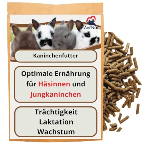 Kaninchengranulat – Spezialfutter für trächtige, stillende und junge Kaninchen im Wachstum – reich an Ballaststoffen & Nährstoffen – leicht verdaulich – geeignet für Zwergkaninchen und große Kaninchen von Ani'Nat NATURE ANIMALE