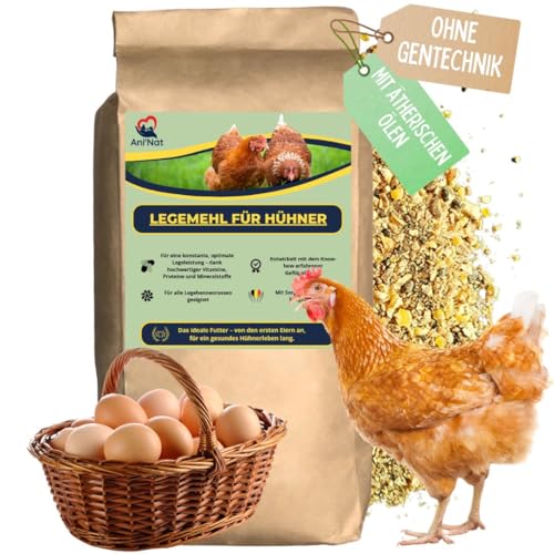 Legehennenfutter ohne Gentechnik – Mit ätherischen Ölen – Grob geschrotete Mischung – Vollständige Ernährung für Legeleistung und Vitalität der Hühner (1 x 5000 g) von Ani'Nat NATURE ANIMALE