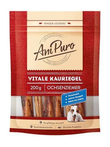 AniPuro Vitale KAURIEGEL, Leckerlis aus Ochsenziemer, hochwertig und getreidefrei, Snack mit hohem Protein-Gehalt, für große und kleine Hunde, 200g von Ani Puro